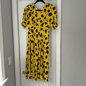 DIANE VON FURSTENBERG Floral Print Midi Length Dress
